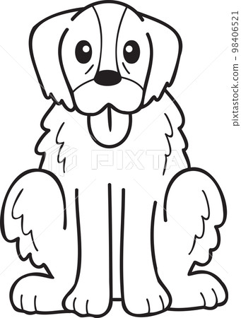 Hand Drawn Golden retriever Dog sitting waiting for owner illustration in doodle style Hand Drawn Golden retriever Dog sitting waiting for owner illustration in doodle style 98406521
