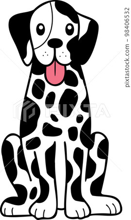 Hand Drawn Dalmatian Dog sitting waiting for owner illustration in doodle style Hand Drawn Dalmatian Dog sitting waiting for owner illustration in doodle style 98406532