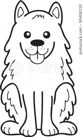 Hand Drawn Samoyed Dog sitting waiting for owner illustration in doodle style Hand Drawn Samoyed Dog sitting waiting for owner illustration in doodle style 98406538