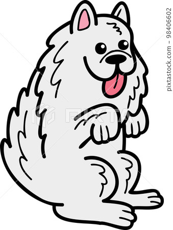 Hand Drawn Samoyed Dog begging owner illustration in doodle style 98406602