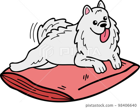Hand Drawn sleeping Samoyed Dog illustration in doodle style Hand Drawn sleeping Samoyed Dog illustration in doodle style 98406640