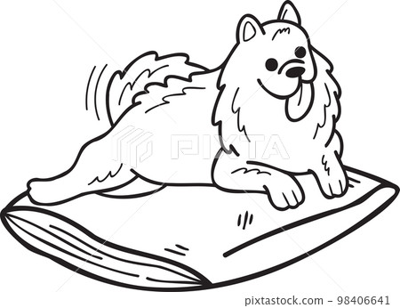 Hand Drawn sleeping Samoyed Dog illustration in doodle style Hand Drawn sleeping Samoyed Dog illustration in doodle style 98406641