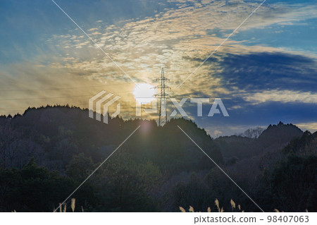 奈良布米水壩夜景 水壩湖對岸的落日天空② 98407063