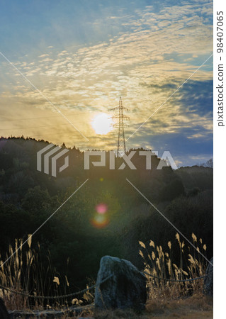 布目水壩夜景 隔著水壩湖落日的天空③ 98407065