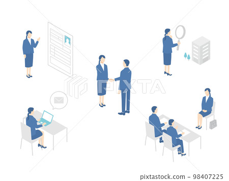 Set of various job hunting scenes Set of various job hunting scenes 98407225