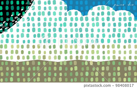 Green nurturing soil and sky hand drawn style dot illustration 98408017