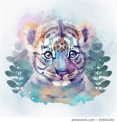 Cute baby tiger illustration. Watercolor illustration for baby shower, greeting card, party invitation, fashion clothes t-shirt print. 98408260