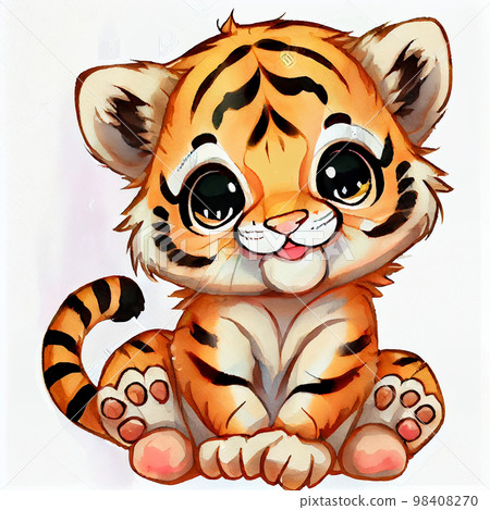 Cute baby tiger illustration. Watercolor illustration for baby shower, greeting card, party invitation, fashion clothes t-shirt print. Cute baby tiger illustration. Watercolor illustration for baby shower, greeting card, party invitation, fashion clothes t-shirt print. 98408270