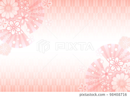 Flowers and fan arrows are rubbed Japanese background horizontal pink 98408716