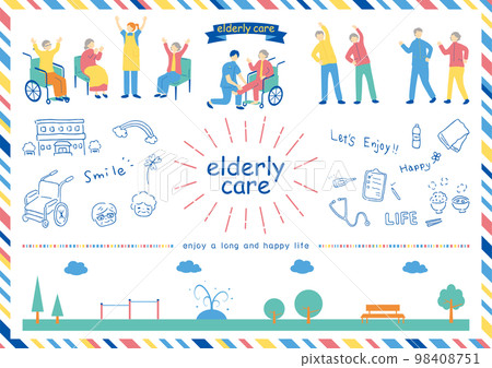 Elderly care illustration material collection 98408751