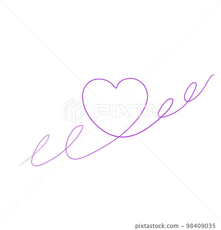 One line heart drawing. Romantic symbol of Valentine Day. One line heart drawing. Romantic symbol of Valentine Day. 98409035
