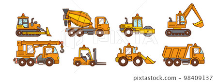 mixer truck, excavator, road roller, dump truck mixer truck, excavator, road roller, dump truck 98409137