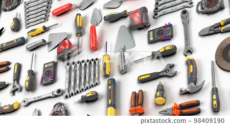 different tools set background concept of repair tools warehouse promotion 3d render different tools set background concept of repair tools warehouse promotion 3d render 98409190