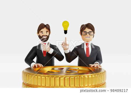 Businessman hand pointing at light bulb, get inspired business idea innovation creativity, 3D render 98409217