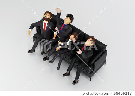 Group of success business teams happy together on couch with confident face, ready to work 3D render 98409218