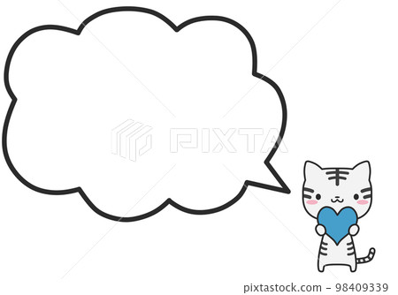 A white tiger with a blue heart and a simple fluffy balloon A white tiger with a blue heart and a simple fluffy balloon 98409339