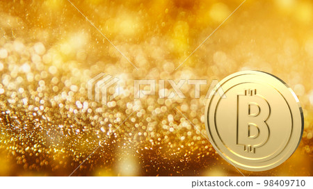 The gold bitcoin on bokeh background for business concept 3d rendering 98409710