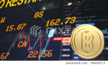 The gold bitcoin on chart background for business concept 3d rendering 98409711