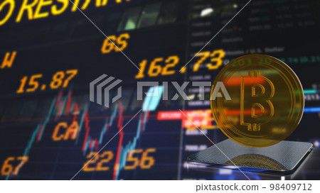 The  bitcoin on tablet  for business concept 3d rendering 98409712