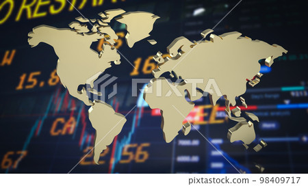 The gold world map on chart background for education or business concept 3d rendering 98409717