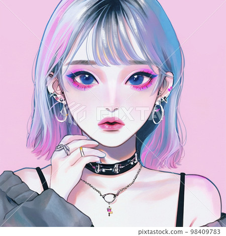 A very cool and fashionable woman watercolor painting "AI-generated image" 98409783