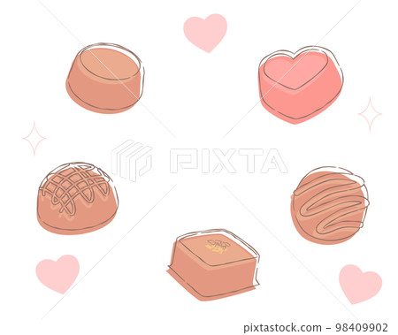 Rough hand-drawn chocolate illustration set Valentine Rough hand-drawn chocolate illustration set Valentine 98409902