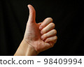 A hand doing likes on a black background 98409994