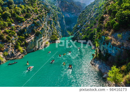 Cliffy rocks Verdon gorges near Galetas bridge, lake Sainte Croix, Provence, Provence Alpes Cte d'Azur, France Cliffy rocks Verdon gorges near Galetas bridge, lake Sainte Croix, Provence, Provence Alpes Cte d'Azur, France 98410273