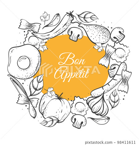 food background frame and inscription bon appetit 98411611