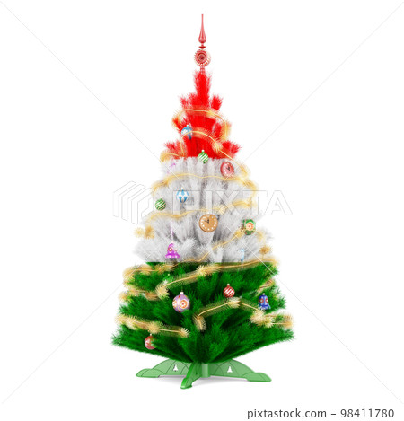 Hungarian flag painted on the Christmas tree, 3D rendering Hungarian flag painted on the Christmas tree, 3D rendering 98411780