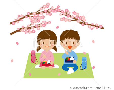 Cherry blossom viewing children Cherry blossom viewing children 98411939
