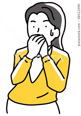 捂著嘴的成年女性 98412090