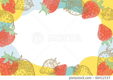 Retro print style strawberry and girly frame background material Retro print style strawberry and girly frame background material 98412537