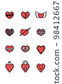 Set valentine's day & wedding of hand drawn heart. Red hearts isolated on white background. icons set. Symbol of love, web design, sites, applications, games, stickers. graphic design. illustration. Set valentine's day & wedding of hand drawn heart. Red hearts isolated on white background. icons set. Symbol of love, web design, sites, applications, games, stickers. graphic design. illustration. 98412667