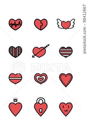 Set valentine's day & wedding of hand drawn heart. Red hearts isolated on white background. icons set. Symbol of love, web design, sites, applications, games, stickers. graphic design. illustration. Set valentine's day & wedding of hand drawn heart. Red hearts isolated on white background. icons set. Symbol of love, web design, sites, applications, games, stickers. graphic design. illustration. 98412667