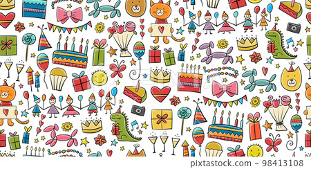 Birthday party. Holiday background. Seamless pattern for your design. 98413108