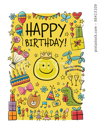 Birthday card design. Greeting card template. Holiday background. Anniversary postcard ideas 98413109