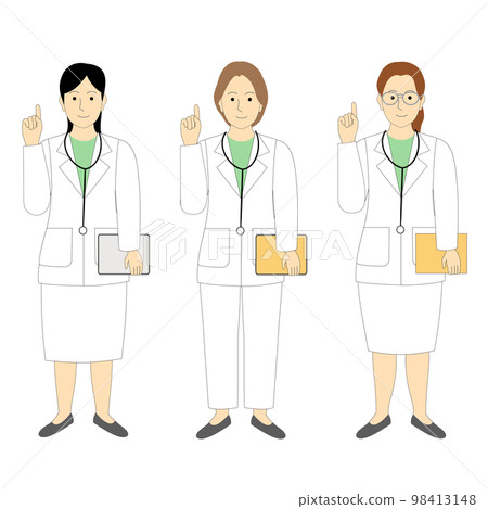 Young female doctor giving advice, veterinarian, white background Young female doctor giving advice, veterinarian, white background 98413148