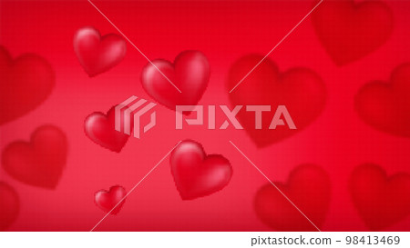 Valentine's day mozaic background with hearts. Red mozaic background with hearts 98413469