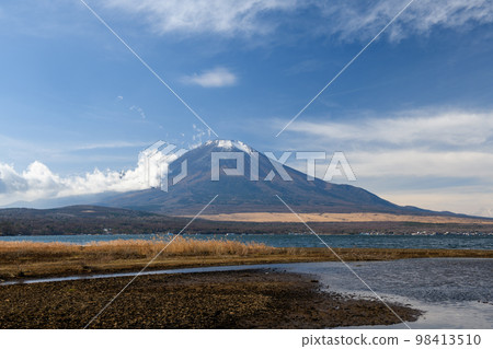 View of Mount Fuji from the shores of Lake Yamanaka (Yamanashi Prefecture) 98413510