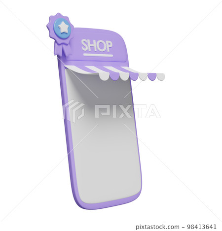 3d mobile phone, smartphone with store front, quality guarantee ribbon and star isolated. online shopping certificate, minimal concept, 3d render illustration 3d mobile phone, smartphone with store front, quality guarantee ribbon and star isolated. online shopping certificate, minimal concept, 3d render illustration 98413641