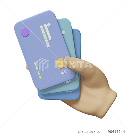 3d hand hold blue credit card isolated. payment transaction, online shopping, saving money, business finance, cashless concept, 3d render illustration 3d hand hold blue credit card isolated. payment transaction, online shopping, saving money, business finance, cashless concept, 3d render illustration 98413644