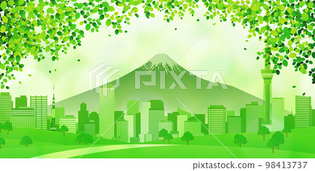 Fresh green skyscraper big city background material Fresh green skyscraper big city background material 98413737