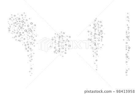 Oxygen air bubbles flow in water on white background. Oxygen air bubbles flow in water on white background. 98413958