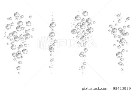 Oxygen air bubbles  flow  in water on white  background. 98413959