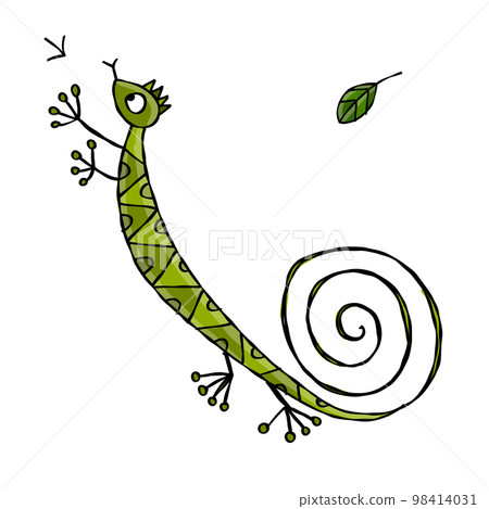 Lizard character, jungle animal. Chameleon isolated for your design. Vector illustration Lizard character, jungle animal. Chameleon isolated for your design. Vector illustration 98414031