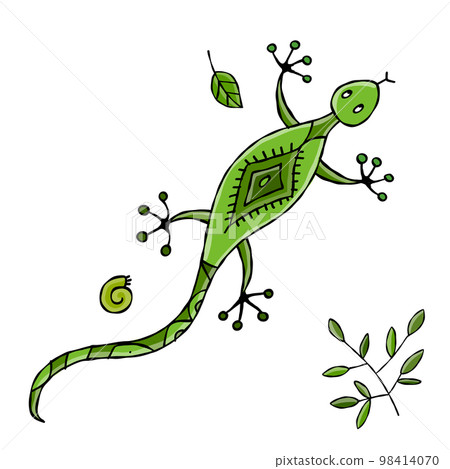 Lizard character, jungle animal. Chameleon isolated for your design. Vector illustration Lizard character, jungle animal. Chameleon isolated for your design. Vector illustration 98414070