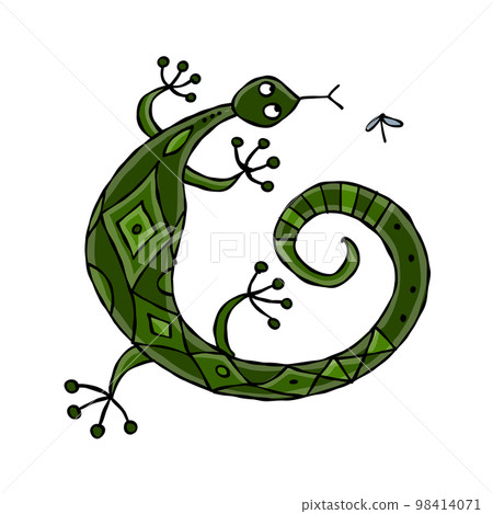 Lizard character, jungle animal. Chameleon isolated for your design. Vector illustration Lizard character, jungle animal. Chameleon isolated for your design. Vector illustration 98414071