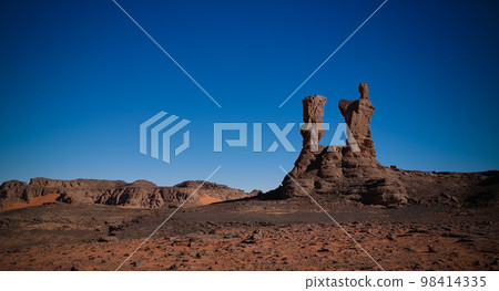 Abstract Rock formation at Tamezguida in Tassili nAjjer national park, Algeria 98414335