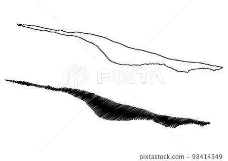 Srirangam island (Republic of India,  Kaveri and Kollidam Rivers, Tamil Nadu state) map vector illustration, scribble sketch Srirangam map 98414549